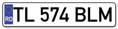 Placuta inmatriculare numar auto  TL-574-BLM, TL 574 BLM, TL574BLM