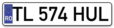 Placuta inmatriculare numar auto  TL-574-HUL, TL 574 HUL, TL574HUL