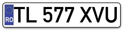 Placuta inmatriculare numar auto  TL-577-XVU, TL 577 XVU, TL577XVU