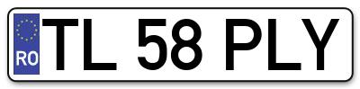 Placuta inmatriculare numar auto  TL-58-PLY, TL 58 PLY, TL58PLY