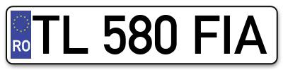 Placuta inmatriculare numar auto  TL-580-FIA, TL 580 FIA, TL580FIA