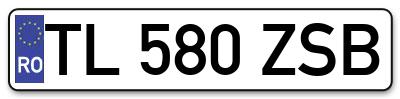 Placuta inmatriculare numar auto  TL-580-ZSB, TL 580 ZSB, TL580ZSB
