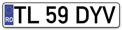 Placuta inmatriculare numar auto  TL-59-DYV, TL 59 DYV, TL59DYV