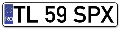 Placuta inmatriculare numar auto  TL-59-SPX, TL 59 SPX, TL59SPX