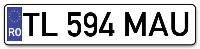 Placuta inmatriculare numar auto  TL-594-MAU, TL 594 MAU, TL594MAU