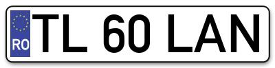 Placuta inmatriculare numar auto  TL-60-LAN, TL 60 LAN, TL60LAN