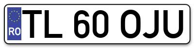 Placuta inmatriculare numar auto  TL-60-OJU, TL 60 OJU, TL60OJU