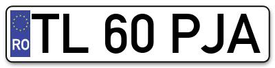 Placuta inmatriculare numar auto  TL-60-PJA, TL 60 PJA, TL60PJA