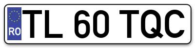 Placuta inmatriculare numar auto  TL-60-TQC, TL 60 TQC, TL60TQC