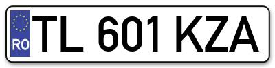 Placuta inmatriculare numar auto  TL-601-KZA, TL 601 KZA, TL601KZA