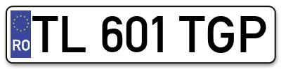 Placuta inmatriculare numar auto  TL-601-TGP, TL 601 TGP, TL601TGP