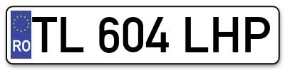 Placuta inmatriculare numar auto  TL-604-LHP, TL 604 LHP, TL604LHP