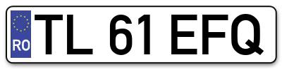 Placuta inmatriculare numar auto  TL-61-EFQ, TL 61 EFQ, TL61EFQ