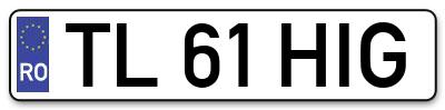 Placuta inmatriculare numar auto  TL-61-HIG, TL 61 HIG, TL61HIG