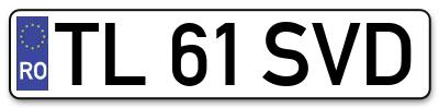 Placuta inmatriculare numar auto  TL-61-SVD, TL 61 SVD, TL61SVD