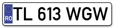 Placuta inmatriculare numar auto  TL-613-WGW, TL 613 WGW, TL613WGW