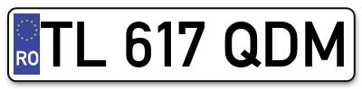 Placuta inmatriculare numar auto  TL-617-QDM, TL 617 QDM, TL617QDM