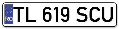 Placuta inmatriculare numar auto  TL-619-SCU, TL 619 SCU, TL619SCU