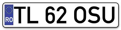 Placuta inmatriculare numar auto  TL-62-OSU, TL 62 OSU, TL62OSU