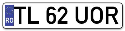 Placuta inmatriculare numar auto  TL-62-UOR, TL 62 UOR, TL62UOR