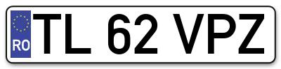 Placuta inmatriculare numar auto  TL-62-VPZ, TL 62 VPZ, TL62VPZ