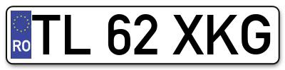 Placuta inmatriculare numar auto  TL-62-XKG, TL 62 XKG, TL62XKG