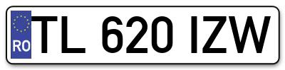 Placuta inmatriculare numar auto  TL-620-IZW, TL 620 IZW, TL620IZW