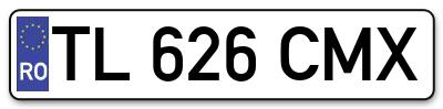 Placuta inmatriculare numar auto  TL-626-CMX, TL 626 CMX, TL626CMX