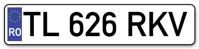 Placuta inmatriculare numar auto  TL-626-RKV, TL 626 RKV, TL626RKV