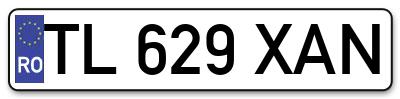 Placuta inmatriculare numar auto  TL-629-XAN, TL 629 XAN, TL629XAN