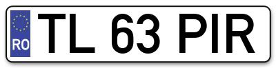 Placuta inmatriculare numar auto  TL-63-PIR, TL 63 PIR, TL63PIR