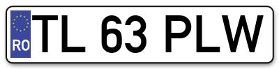 Placuta inmatriculare numar auto  TL-63-PLW, TL 63 PLW, TL63PLW