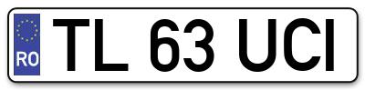 Placuta inmatriculare numar auto  TL-63-UCI, TL 63 UCI, TL63UCI