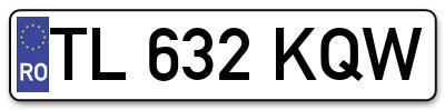 Placuta inmatriculare numar auto  TL-632-KQW, TL 632 KQW, TL632KQW