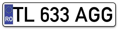 Placuta inmatriculare numar auto  TL-633-AGG, TL 633 AGG, TL633AGG