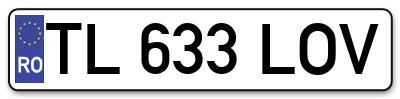 Placuta inmatriculare numar auto  TL-633-LOV, TL 633 LOV, TL633LOV