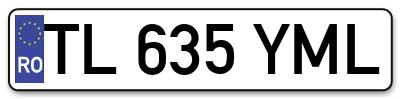 Placuta inmatriculare numar auto  TL-635-YML, TL 635 YML, TL635YML