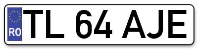 Placuta inmatriculare numar auto  TL-64-AJE, TL 64 AJE, TL64AJE