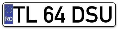 Placuta inmatriculare numar auto  TL-64-DSU, TL 64 DSU, TL64DSU
