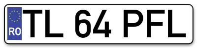 Placuta inmatriculare numar auto  TL-64-PFL, TL 64 PFL, TL64PFL