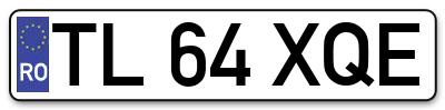Placuta inmatriculare numar auto  TL-64-XQE, TL 64 XQE, TL64XQE