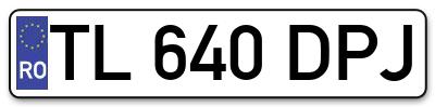 Placuta inmatriculare numar auto  TL-640-DPJ, TL 640 DPJ, TL640DPJ
