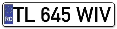 Placuta inmatriculare numar auto  TL-645-WIV, TL 645 WIV, TL645WIV