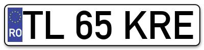 Placuta inmatriculare numar auto  TL-65-KRE, TL 65 KRE, TL65KRE