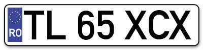 Placuta inmatriculare numar auto  TL-65-XCX, TL 65 XCX, TL65XCX