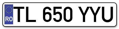 Placuta inmatriculare numar auto  TL-650-YYU, TL 650 YYU, TL650YYU