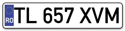 Placuta inmatriculare numar auto  TL-657-XVM, TL 657 XVM, TL657XVM