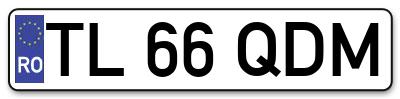 Placuta inmatriculare numar auto  TL-66-QDM, TL 66 QDM, TL66QDM