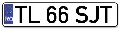Placuta inmatriculare numar auto  TL-66-SJT, TL 66 SJT, TL66SJT