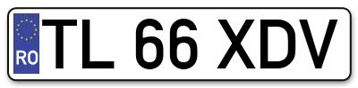Placuta inmatriculare numar auto  TL-66-XDV, TL 66 XDV, TL66XDV